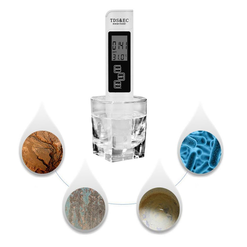 Тестер воды TDS и EC Цифровой измеритель проводимости PPM - ЖК-дисплей