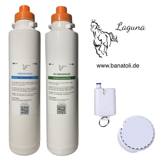 Сменный фильтр для воды Laguna - фильтр с активированным углем, мембрана осмоса, осадочный фильтр, гигиенический фильтр.