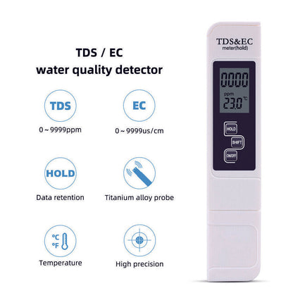 TDS  & EC Wassertester Digital Meter PPM Leitfähigkeitsmessgerät - LCD-Display