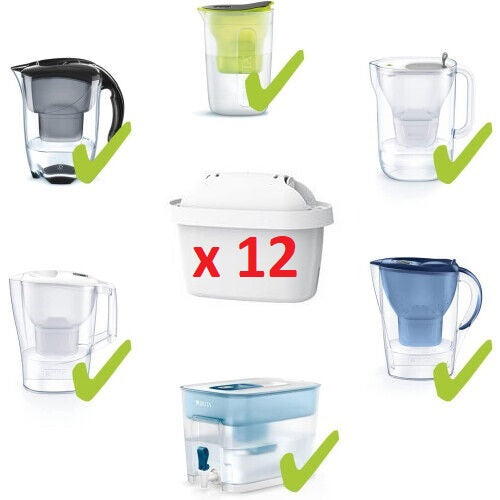 Jahres Set 12 Maxtra Universal Filterkartuschen , Wasserfilter passend für alle Brita